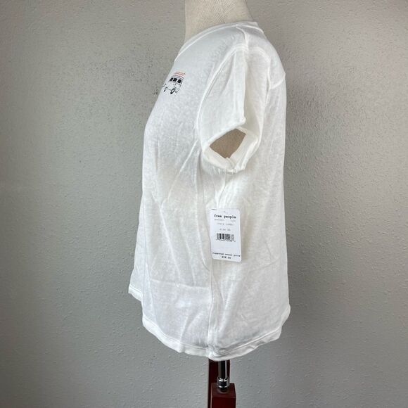 NWT Free People White T-Shirt Size XS - Picture 4 of 7